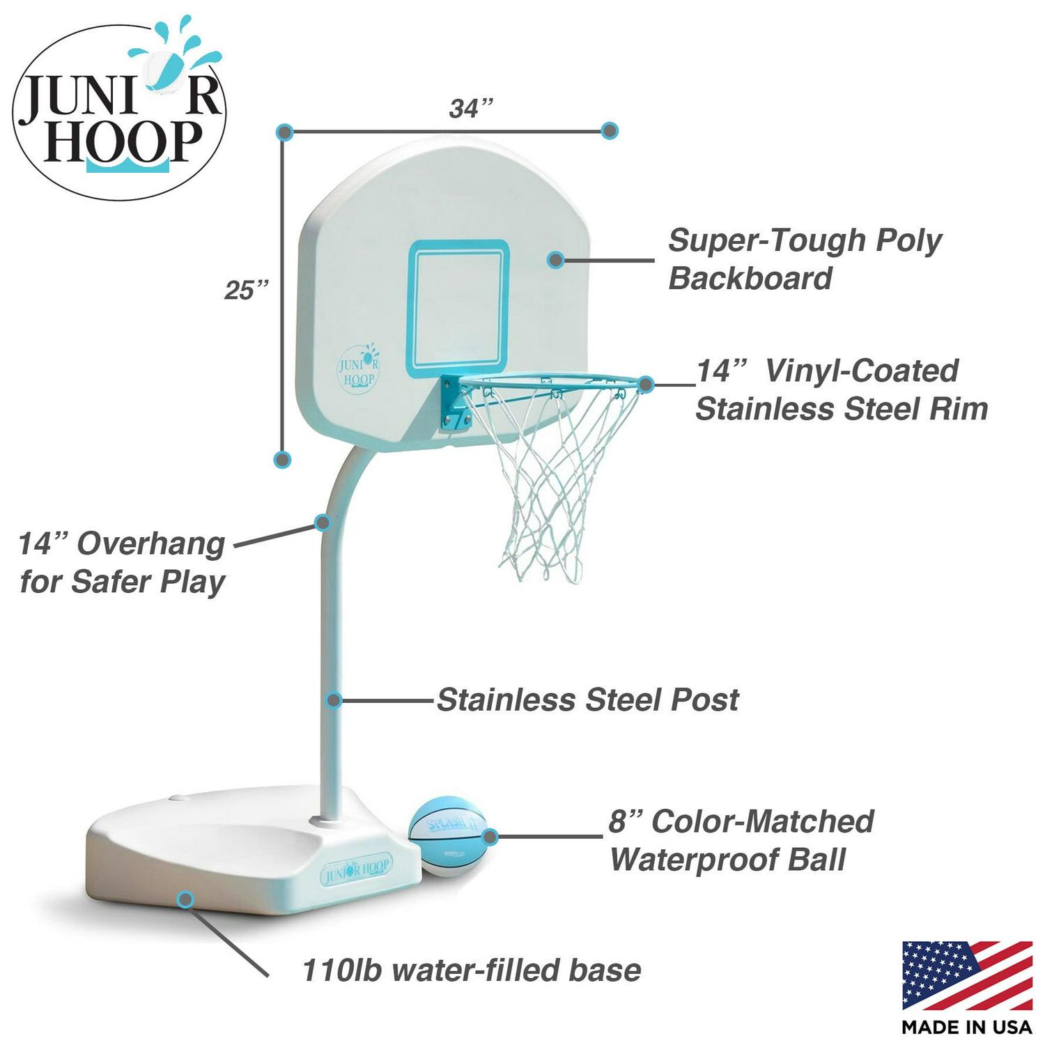 Dunn Rite Junior Hoop Portable Pool Basketball Hoop Stainless Steel Rim (B880) - Image 3
