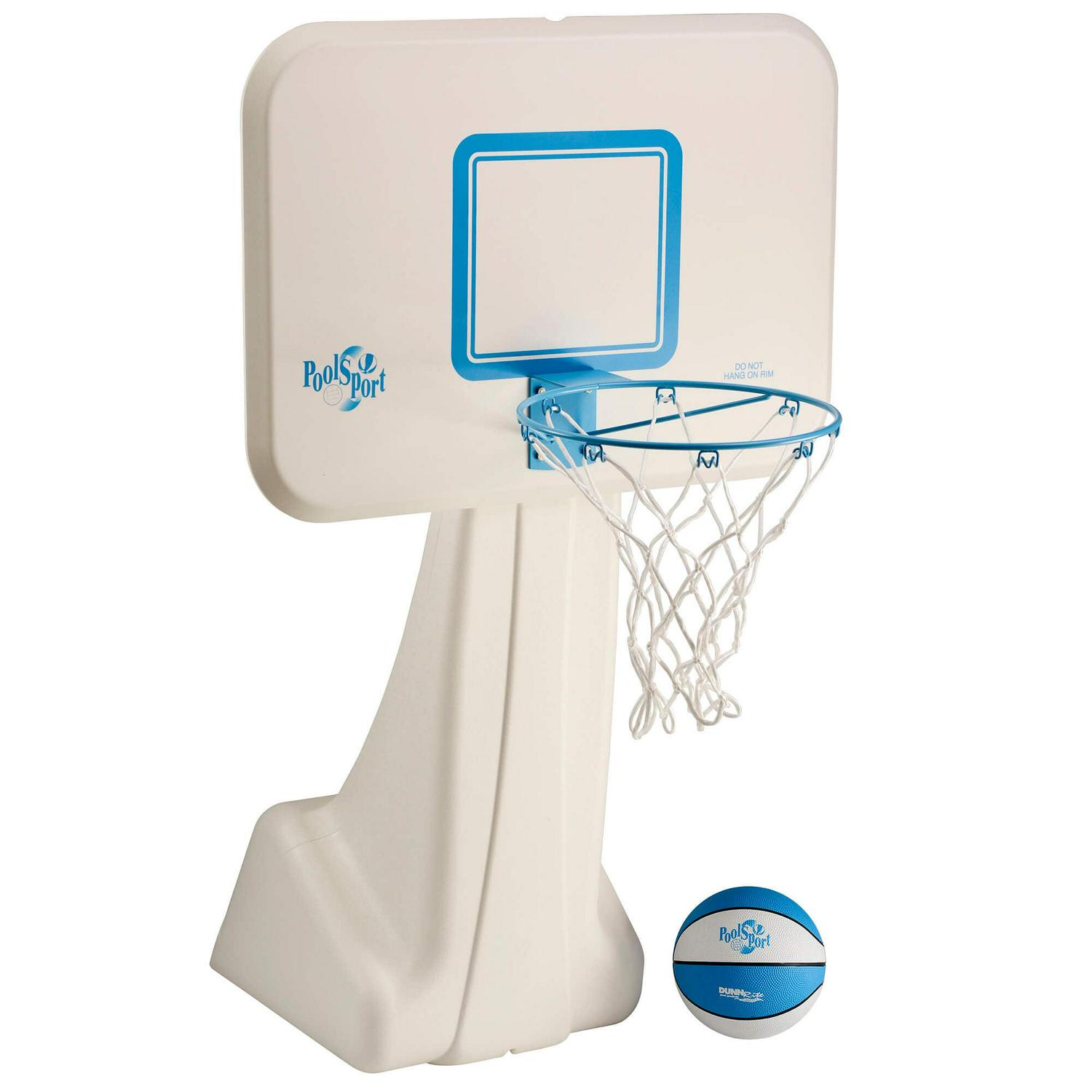 Dunn-Rite Products 36" Pool Basketball Hoop, Stainless Steel Rim, 115 lb Base, 22" x 31" Backboard, White (Kids, Teens and Adults)