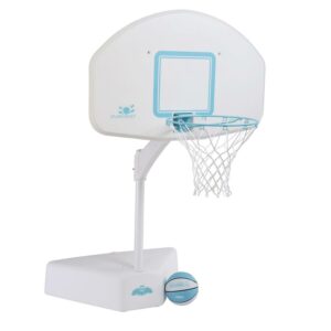 Dunn-Rite Products 23" - 53" Adjustable Pool Basketball Hoop, Weatherproof, 43"x 29" Backboard, 200lbs Base, White Aqua Color (Teen and Adults)