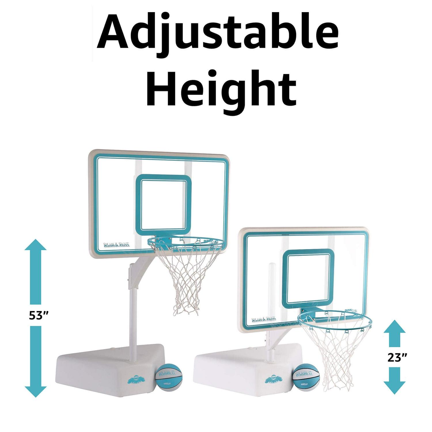 Dunn-Rite Products 23" - 53" Adjustable Pool Basketball Hoop, Weatherproof, 41"x 28" Backboard, 200lbs Base, Clear Aqua Color (Teen and Adults) - Image 2