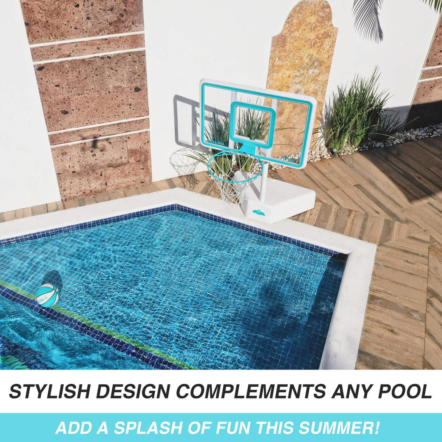 Dunn-Rite Products 23" - 53" Adjustable Pool Basketball Hoop, Weatherproof, 41"x 28" Backboard, 200lbs Base, Clear Aqua Color (Teen and Adults) - Image 6
