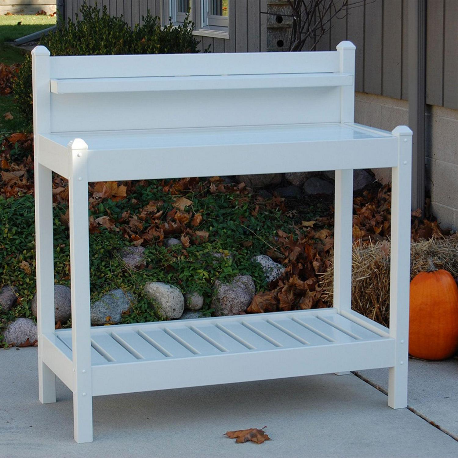 Dura-Trel Greenfield Outdoor Table, Gardening Supplies Potting Bench, White - Image 7
