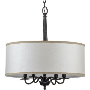 P400218-031-Progress Lighting-Durrell - Chandeliers Light - 4 Light - Drum Shade in Coastal style - 21 Inches wide by 22.5 Inches high-Matte Black