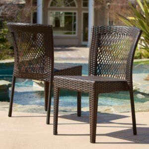 Christopher Knight Home Dusk Outdoor Wicker Chair Set by - Assembled Brown/Set Of 2