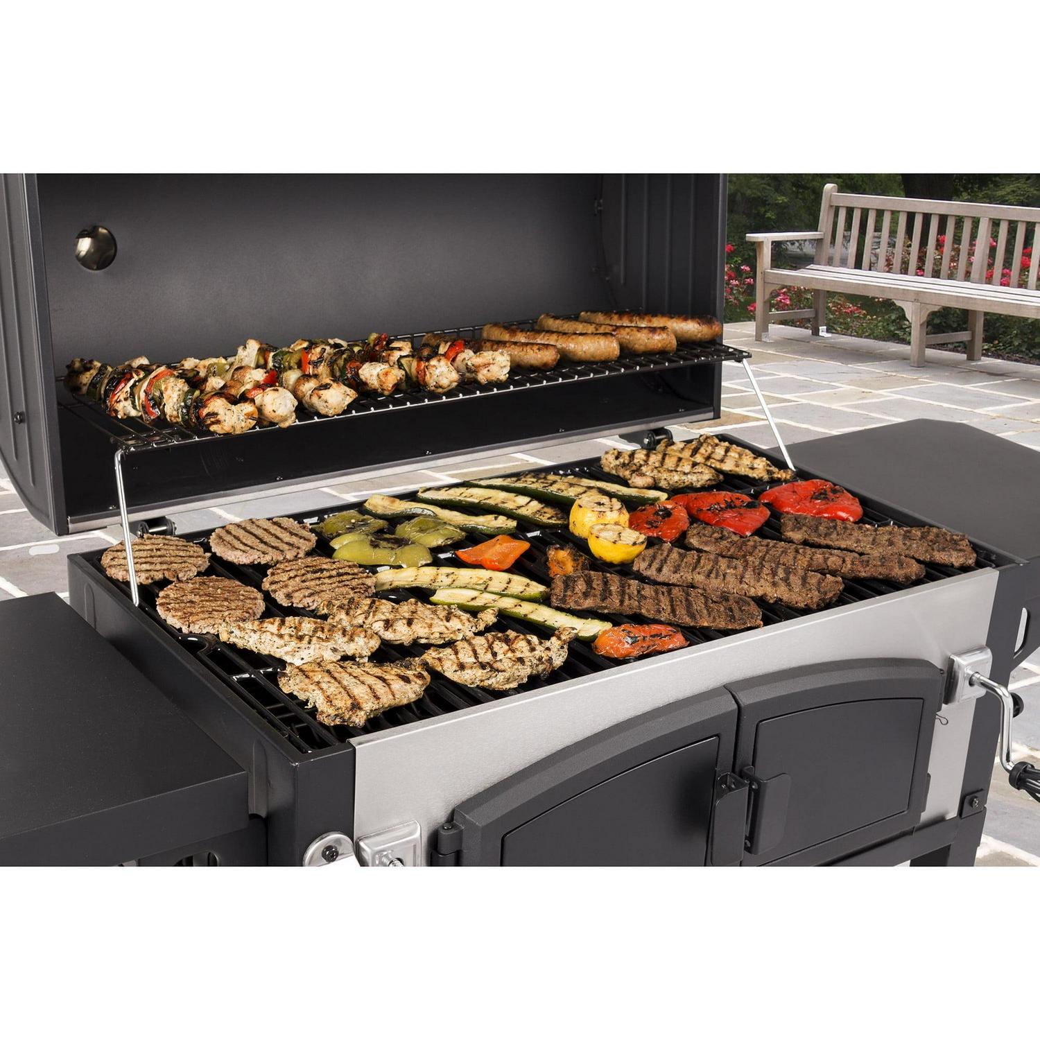 Dyna-Glo X-Large Premium Dual Chamber Charcoal Grill - 32.in W of Cooking Area Stainless Steel - Image 4