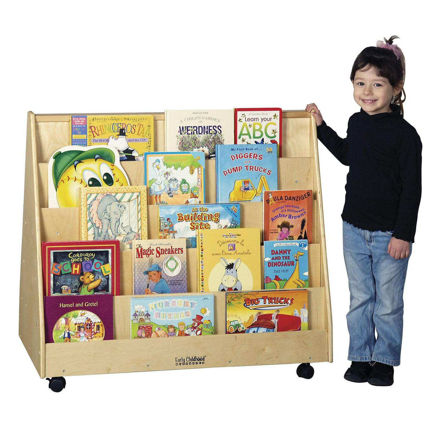 ECR4Kids Double-Sided Mobile Book Display, Natural