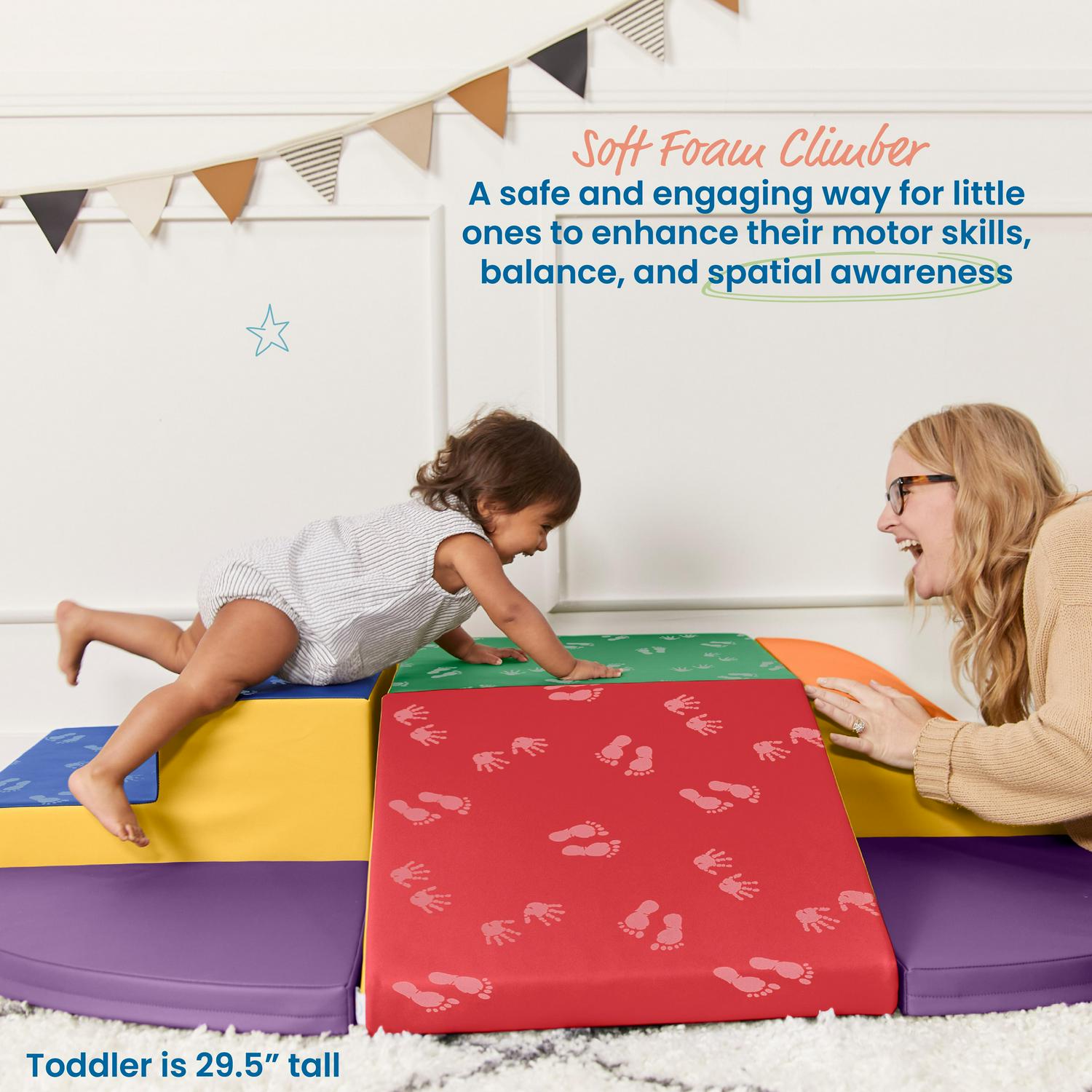 ECR4Kids SoftZone Little Me Wall Climb and Slide, Assorted, 6-Piece - Image 3