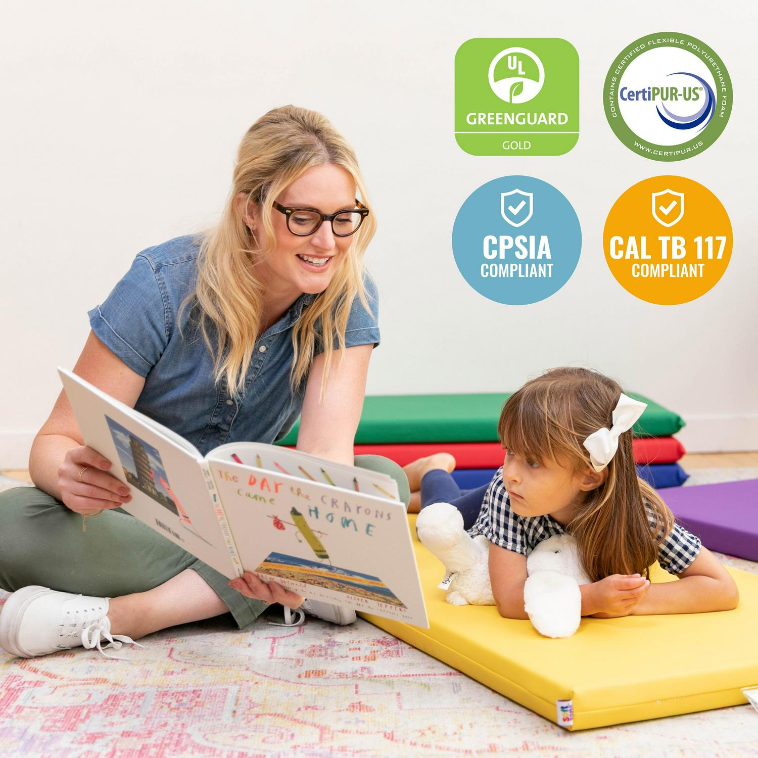 ECR4Kids SoftZone Rainbow Rest Mat, 2in, Assorted, 5-Piece - Image 6