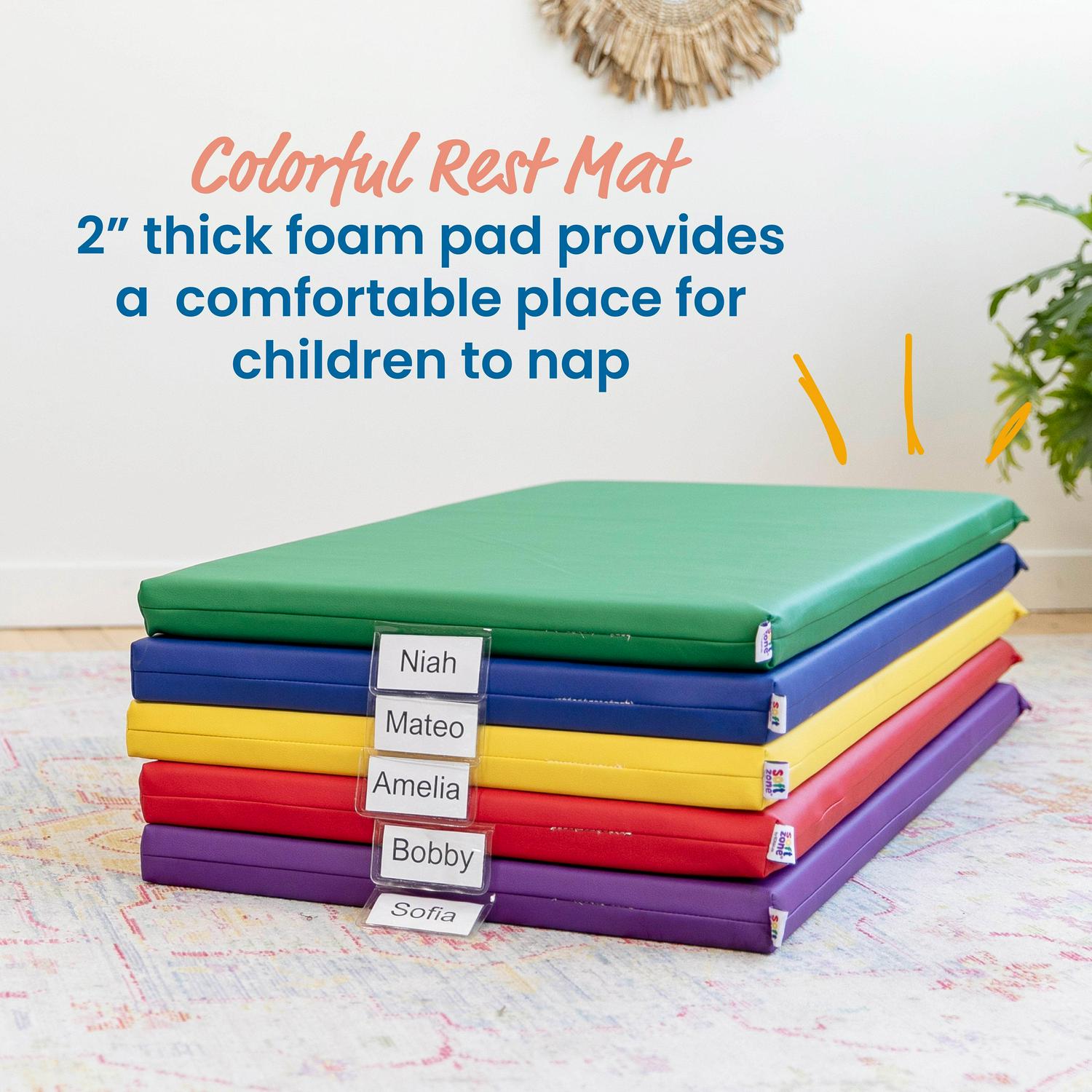 ECR4Kids SoftZone Rainbow Rest Mat, 2in, Assorted, 5-Piece - Image 3