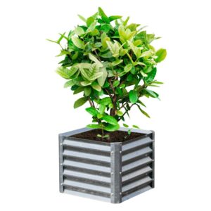 EarthMark MGB-H043 Alto Series 40 x 40 x 17 in. Square Galvanized Metal Raised Garden Bed