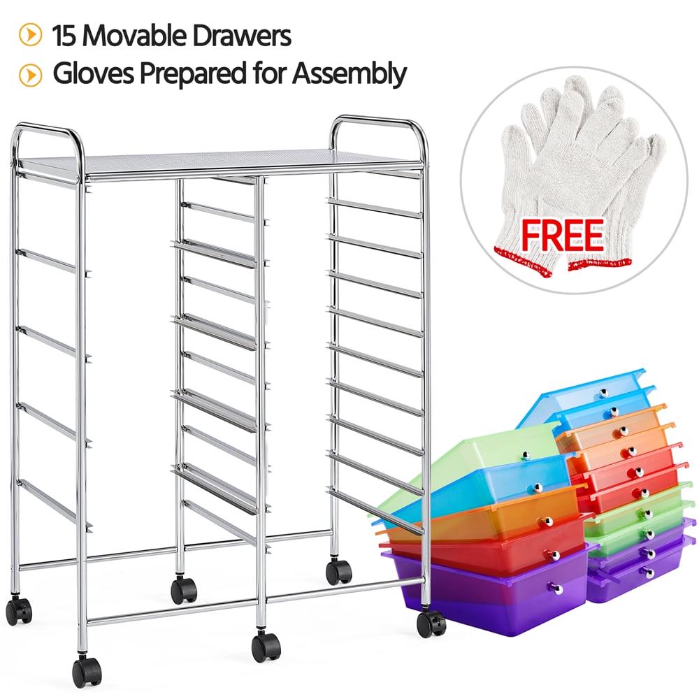 Renwick 15 Drawer Rolling Storage Mobile Storage Trolley Home Office Organizer, Multi-color - Image 6