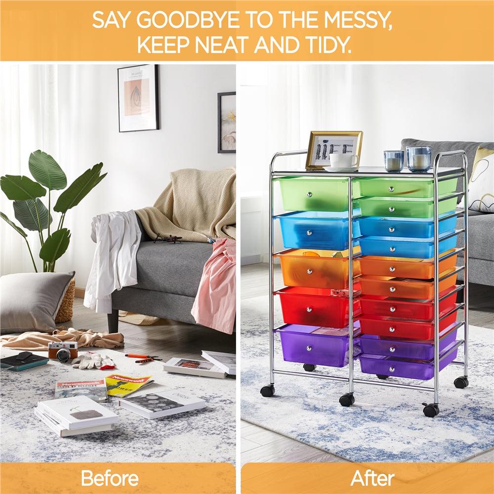 Renwick 15 Drawer Rolling Storage Mobile Storage Trolley Home Office Organizer, Multi-color - Image 11