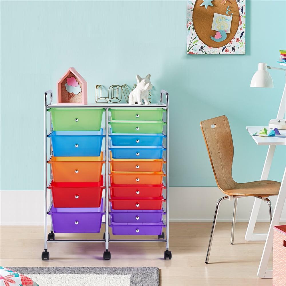 Renwick 15 Drawer Rolling Storage Mobile Storage Trolley Home Office Organizer, Multi-color - Image 2