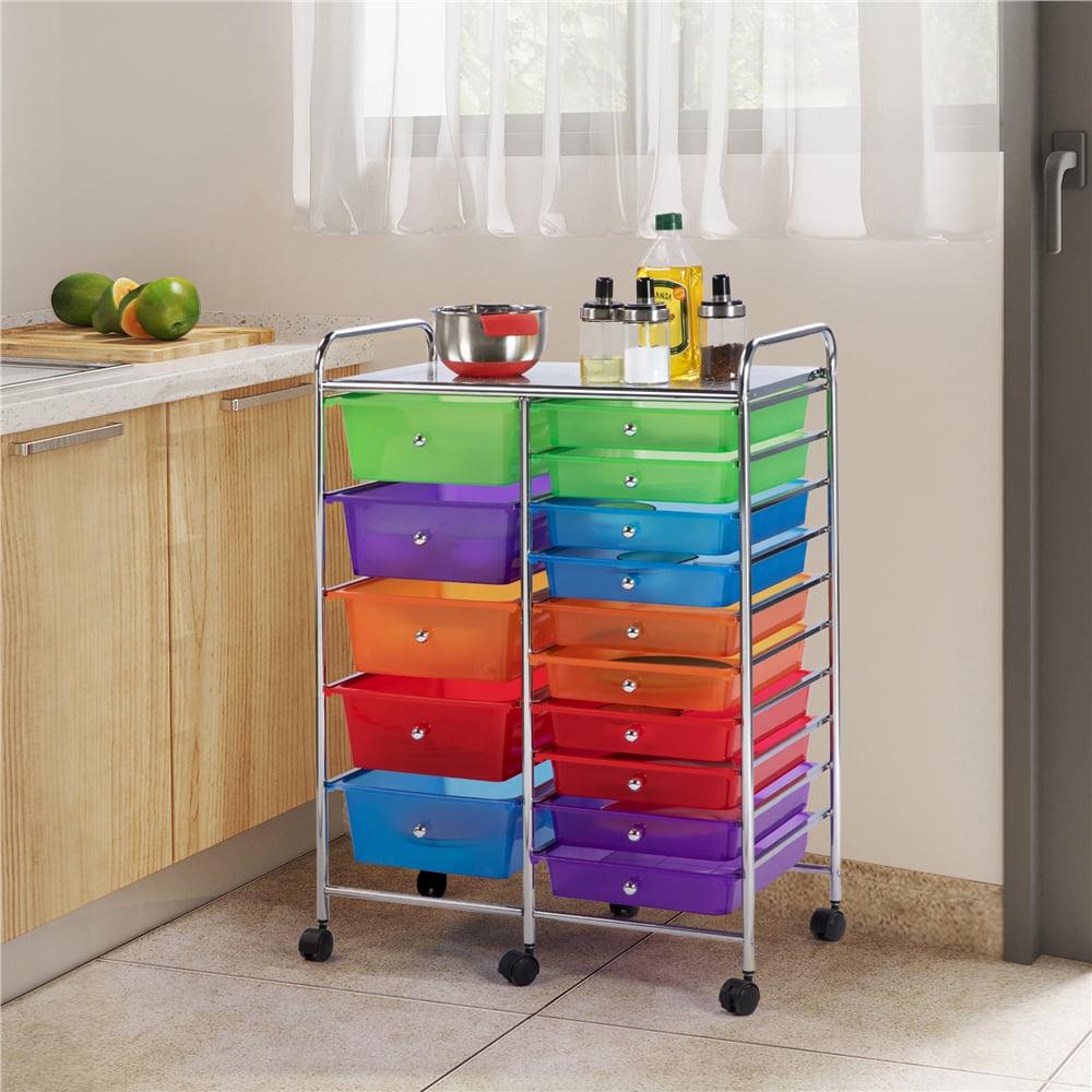 Renwick 15 Drawer Rolling Storage Mobile Storage Trolley Home Office Organizer, Multi-color - Image 3