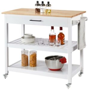 Renwick 40" W Kitchen Island Cart with Storage, White