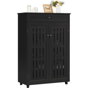Renwick 5-Tier Shoe Storage Cabinet with Louvered Door & 1 Drawer for Livingroom Entryway, Black