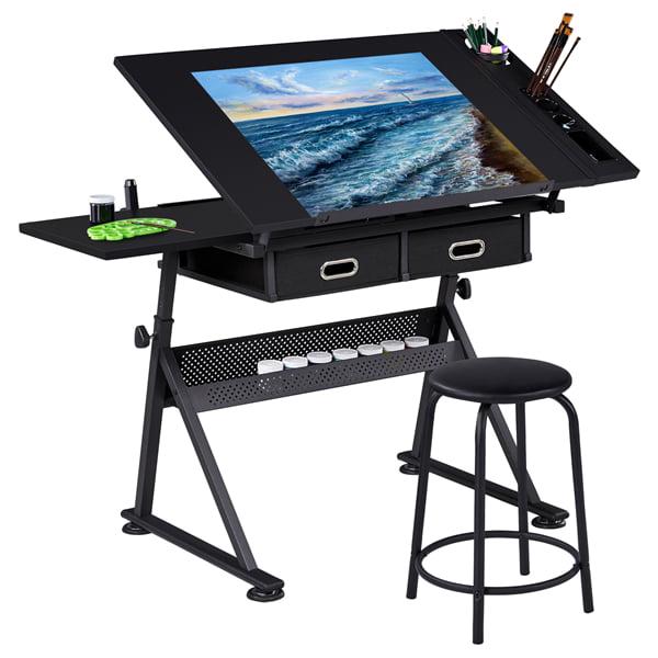 Renwick Adjustable Drafting Table with Stool, Black - Image 3