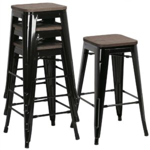 Renwick Bar Stool, Black, Set of 4