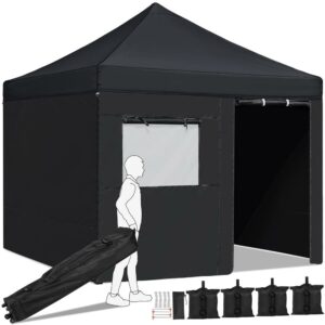 Renwick Outdoor 10x10 ft Pop Up Commercial Canopy Tent, Black