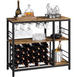 Renwick Industrial Wine Rack Table, Rustic Brown