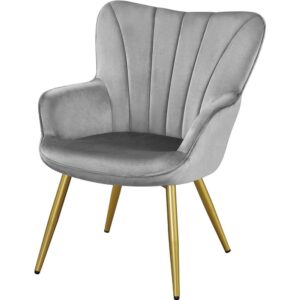 Renwick Modern Upholstered Velvet Accent Chair with Wing Side, Light Gray