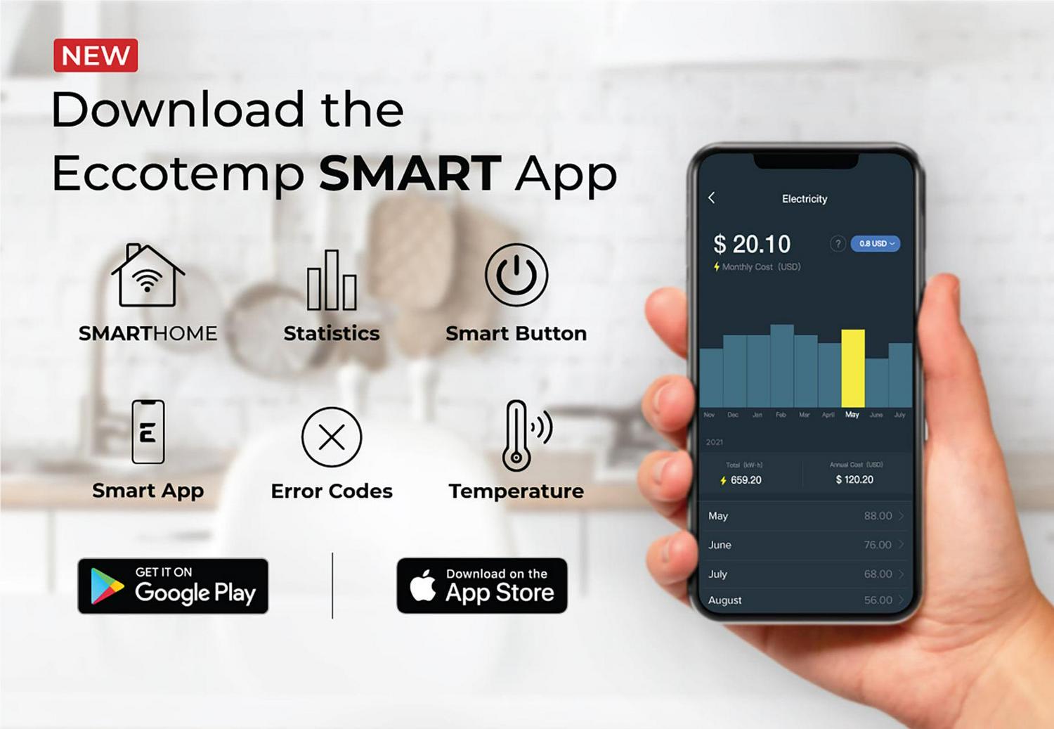 Eccotemp SmartHome 2.5 Gallon Mini Tank Water Heater with Voice Commands - Image 11