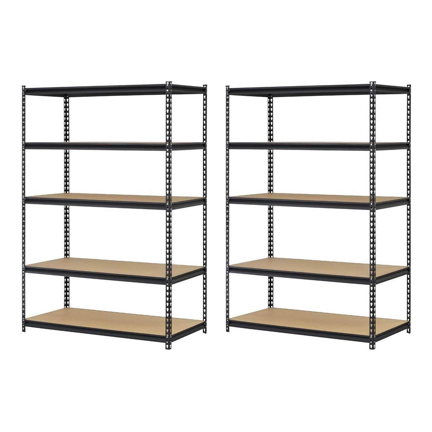 Edsal 5 Shelf 4000 Lb. 48x18x72" Adjustable Storage Rack Shelves (2 Pack)