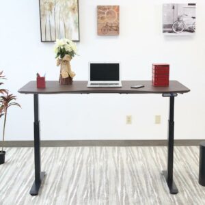 MotionWise Manager Series Dual Motorized Rising Sit/Stand Desk for Home Or Office, American Walnut