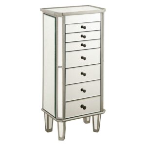 7 Drawer Jewelry Armoire L18"W12"H41" Silver Clear