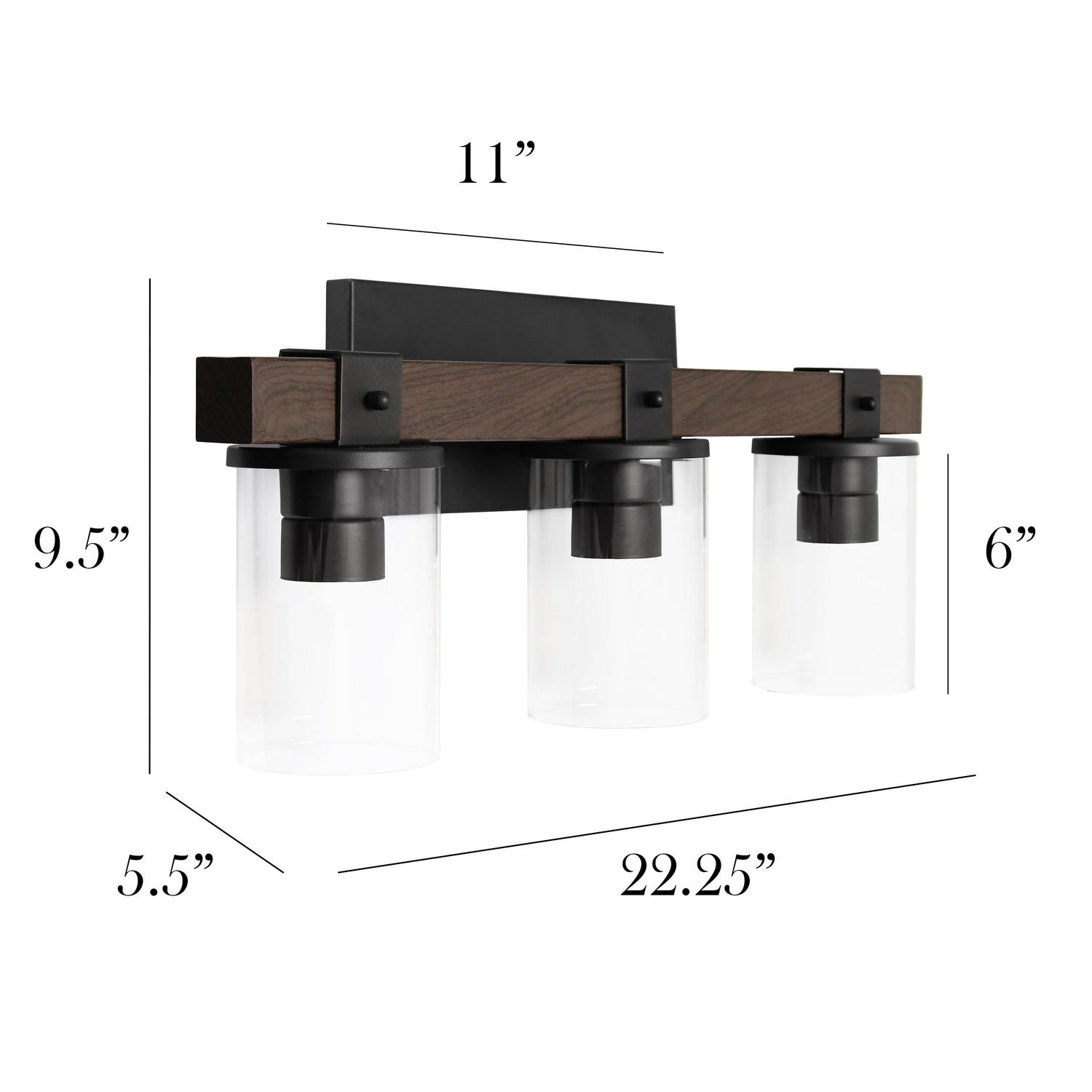 Elegant Designs Industrial Rustic Lantern Restored Wood Look 3 Light Bath Vanity, Brown - Image 4