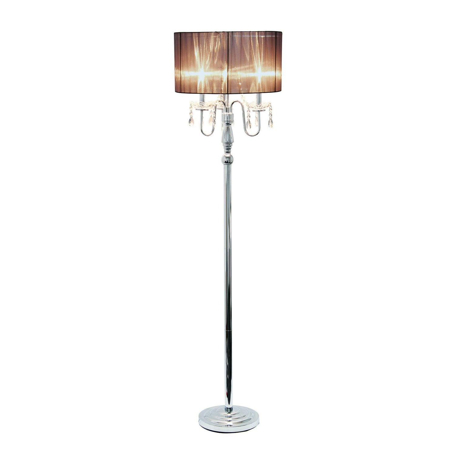 Elegant Designs Trendy Romantic Sheer Shade Floor Lamp with Hanging Crystals - Image 2