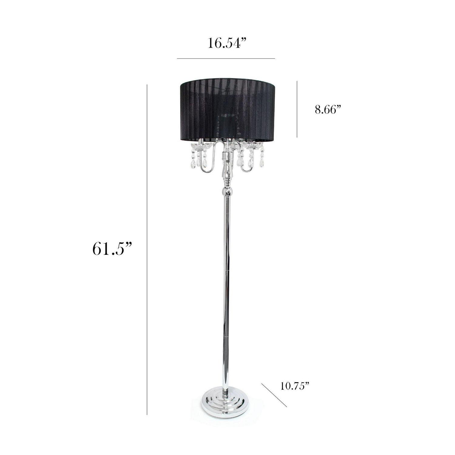 Elegant Designs Trendy Romantic Sheer Shade Floor Lamp with Hanging Crystals - Image 3