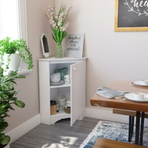 Prepac Elite 29.25" Corner Cabinet, White Storage Cabinet, Corner Cabinet with Doors, Corner Bathroom Cabinet 18.75" D x 29.25" W x 36" H, White, WSCC-0603-1