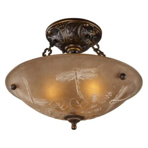 Elk Home 16-Inch Wide Restoration Semi Flush Mount, Golden Bronze