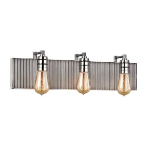 Elk Home 24-Inch Wide Corrugated Steel Vanity Light, Polished Nickel