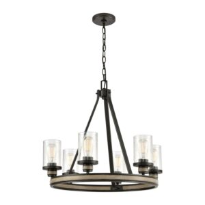 Elk Home 24-Inch Wide Beaufort Chandelier, Transitional, Anvil Iron