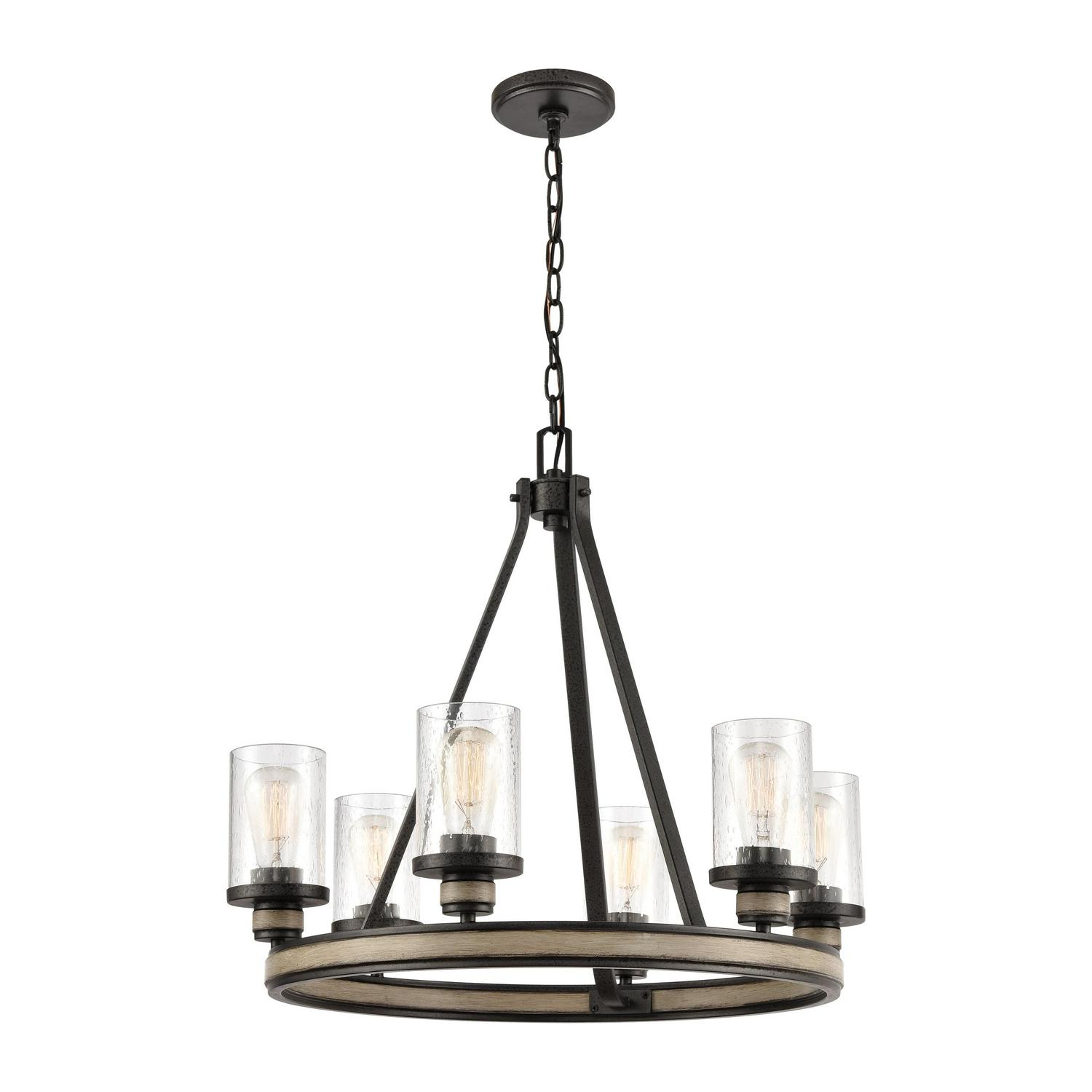 Elk Home 24-Inch Wide Beaufort Chandelier, Transitional, Anvil Iron