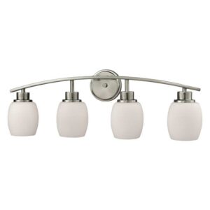 Thomas Lighting Casual Mission 4 Light Bath, Nickel/White Lined Glass - CN170412
