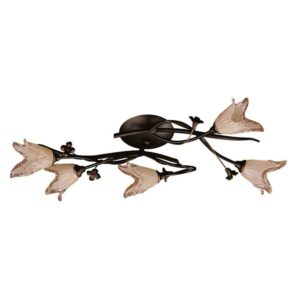 Elk Lighting 5 Light Flush Mount In Aged Bronze And Hand Blown Tulip Glass 7956/5