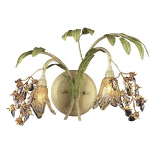 Elk Home Huarco 16" 2-light Glass Floral-shaped Wall Lamp in Sage Green