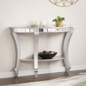 SEI Furniture Lindsay Mirrored MDF Demilune Console Table 46 x 18 x 30