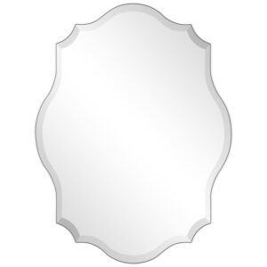 Empire Art Direct Frameless Beveled Oblong Scalloped Wall Mirror, 24 in. x 32 in.