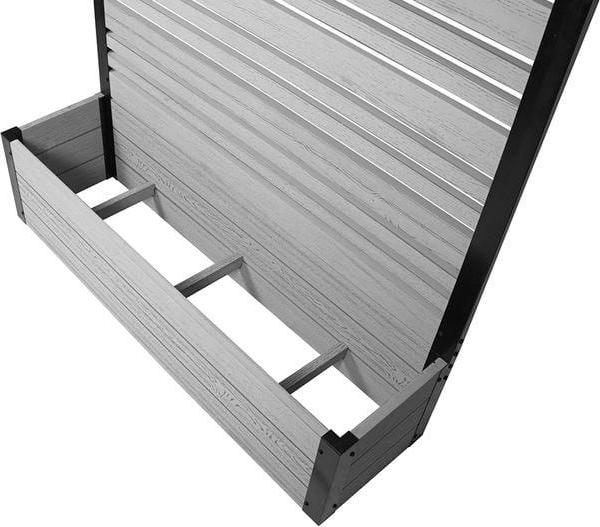 Enclo Privacy Screens EC18023 5ft H x 3.5ft W x 1.3 ft L Sedona WoodTek Vinyl Charcoal Color Louvered Freestanding Screen w/ Planter Box - Image 6