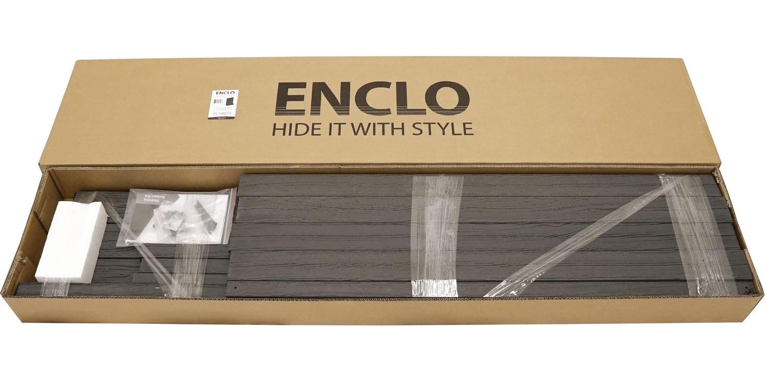 Enclo Privacy Screens EC18023 5ft H x 3.5ft W x 1.3 ft L Sedona WoodTek Vinyl Charcoal Color Louvered Freestanding Screen w/ Planter Box - Image 5