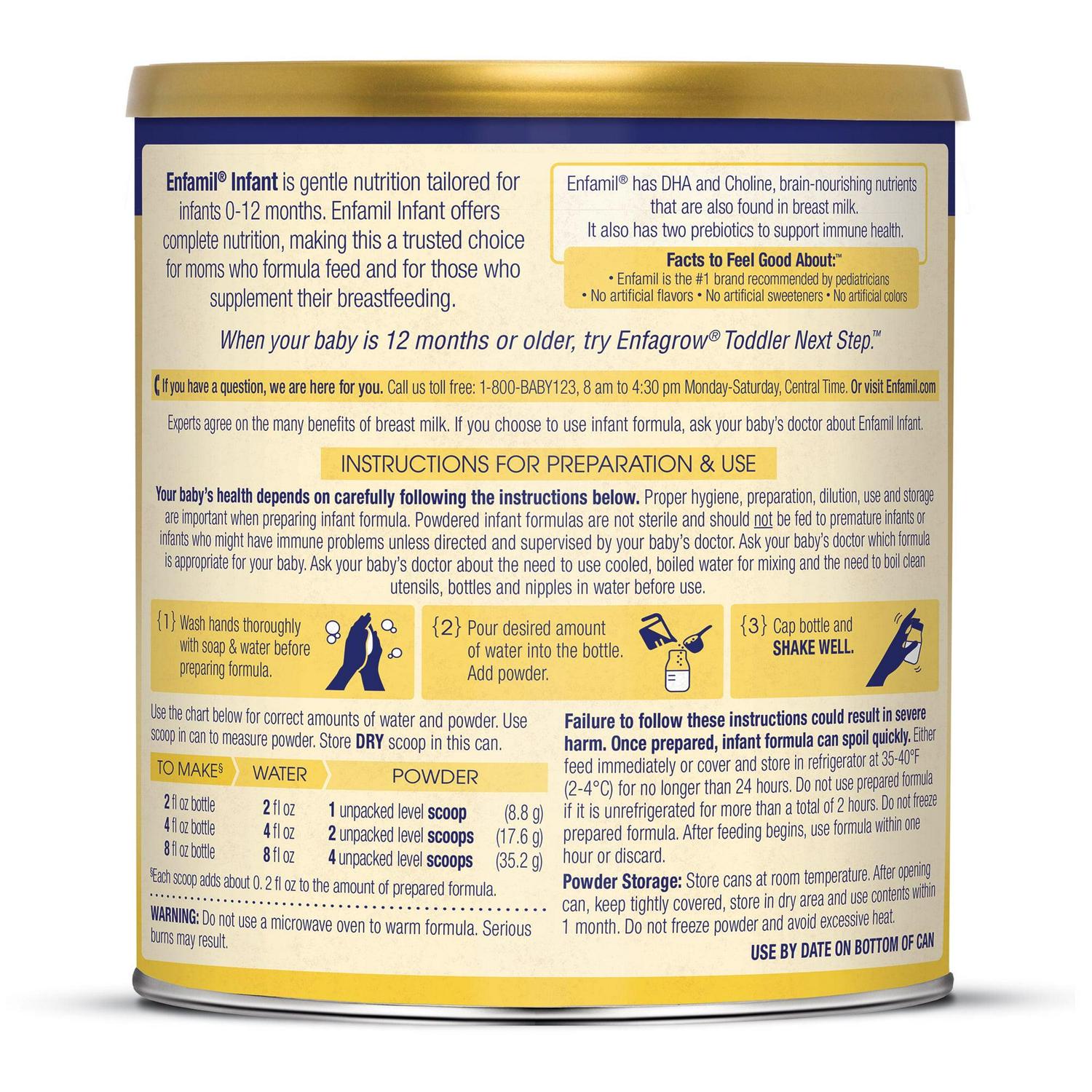 Enfamil Powder Baby Formula with Iron, 12.5 oz Can, 6 count - Image 13