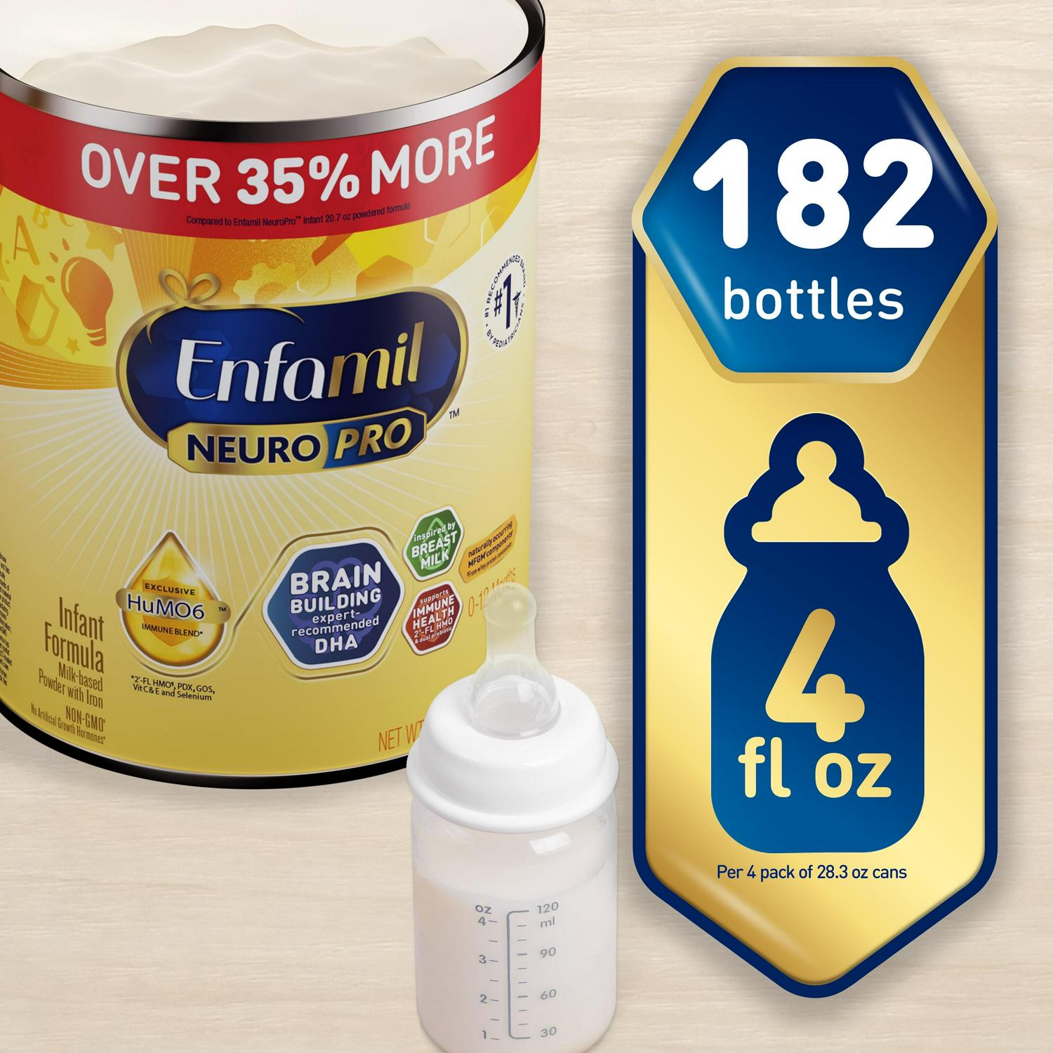 Enfamil NeuroPro Powder Baby Formula, Brain Support, 28.3 oz Can, 4 pack - Image 5