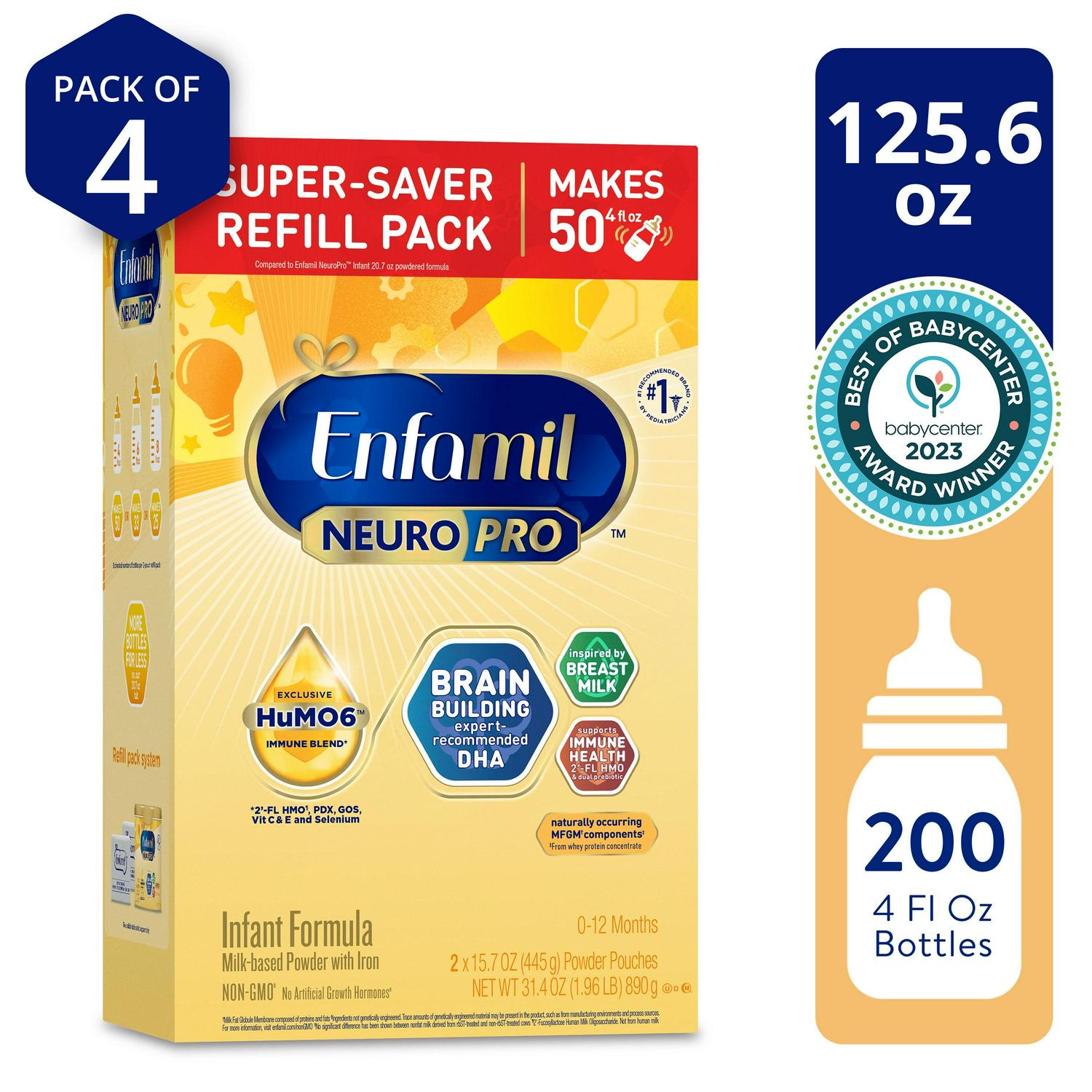 Enfamil NeuroPro Powder Baby Formula, MFGM* 5-Year Benefit, Exclusive HuMO6 Immune Blend, 125.6 Oz