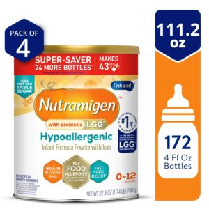Nutramigen With Probiotic LGG Hypoallergenic Powder Baby Formula, 27.8 oz Can, 4 Count