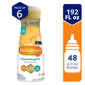 Nutramigen Hypoallergenic Liquid Baby Formula, Colic Relief from Cow's Milk Allergy Starts in 24H, 32 FL Oz, 6 Count