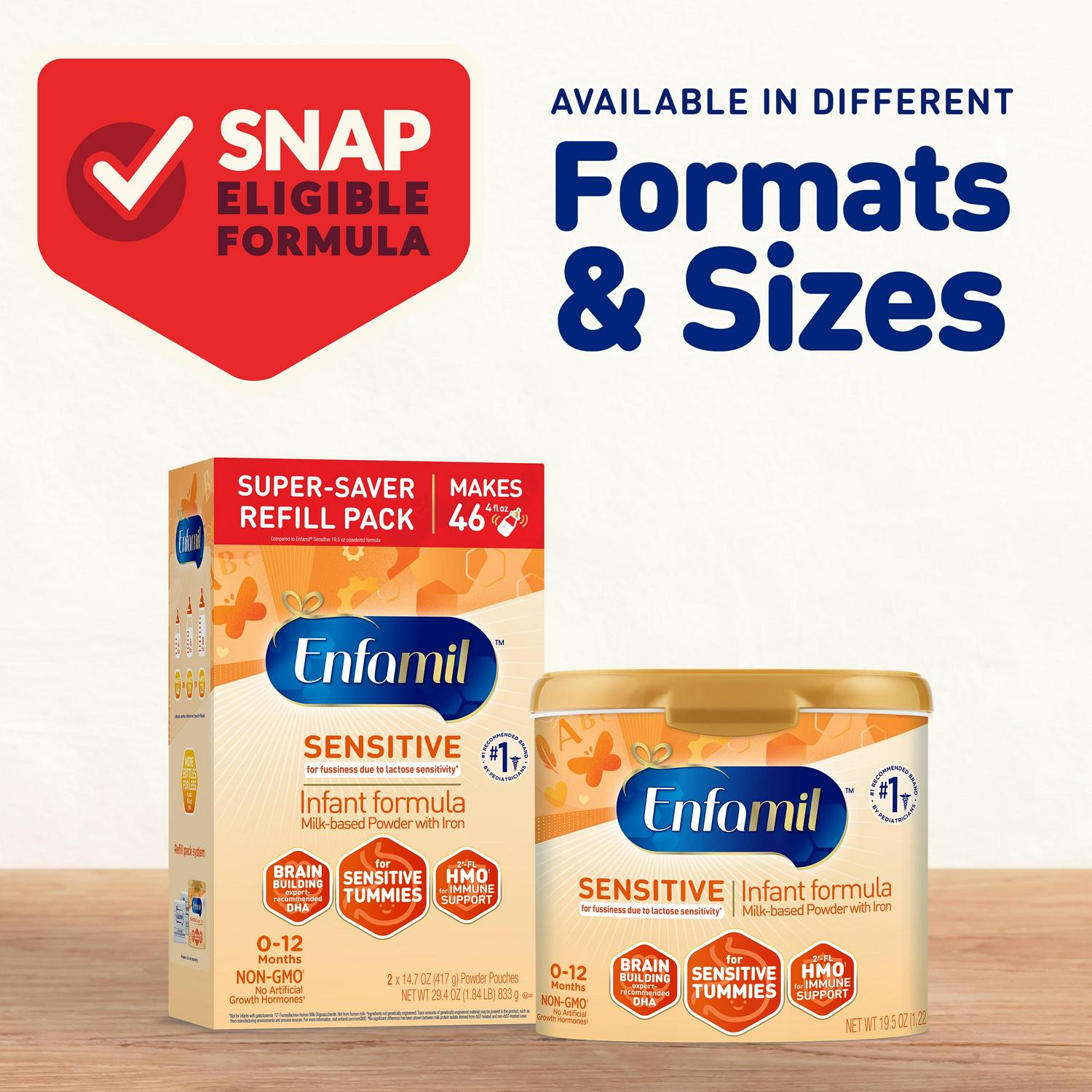 Enfamil Sensitive Powder Baby Formula For Lactose Sensitivity, 19.5 Oz Tub, 4 Pack - Image 6